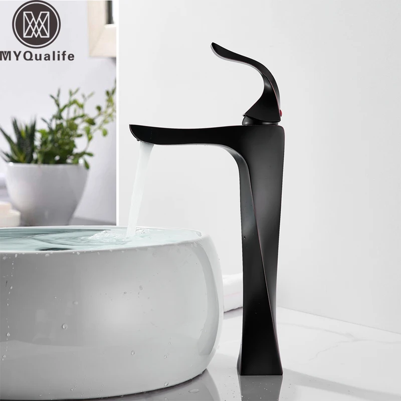Modern Bathroom Black Basin Sink Faucet Deck Mounted Vanity Mixer Tap Single Handle Water Creative Crane | Обустройство дома
