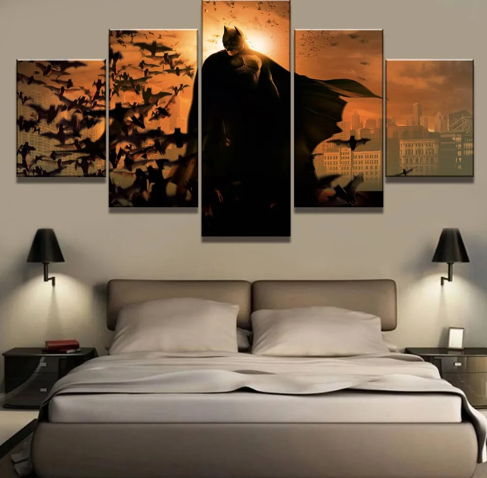 Framework 5 Piece HD Print Large Batman Movie Modern Decorative