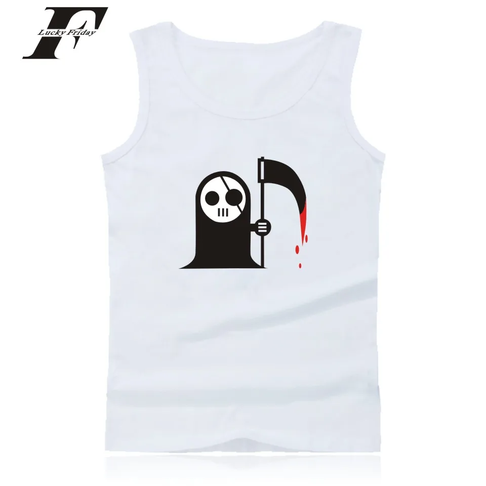 Luckyfridayf Bleach мультфильм печати Фитнес Бодибилдинг Безрукавки для женщин Для мужчин wo Для мужчин черный/белый рукавов тренировки Летняя майка