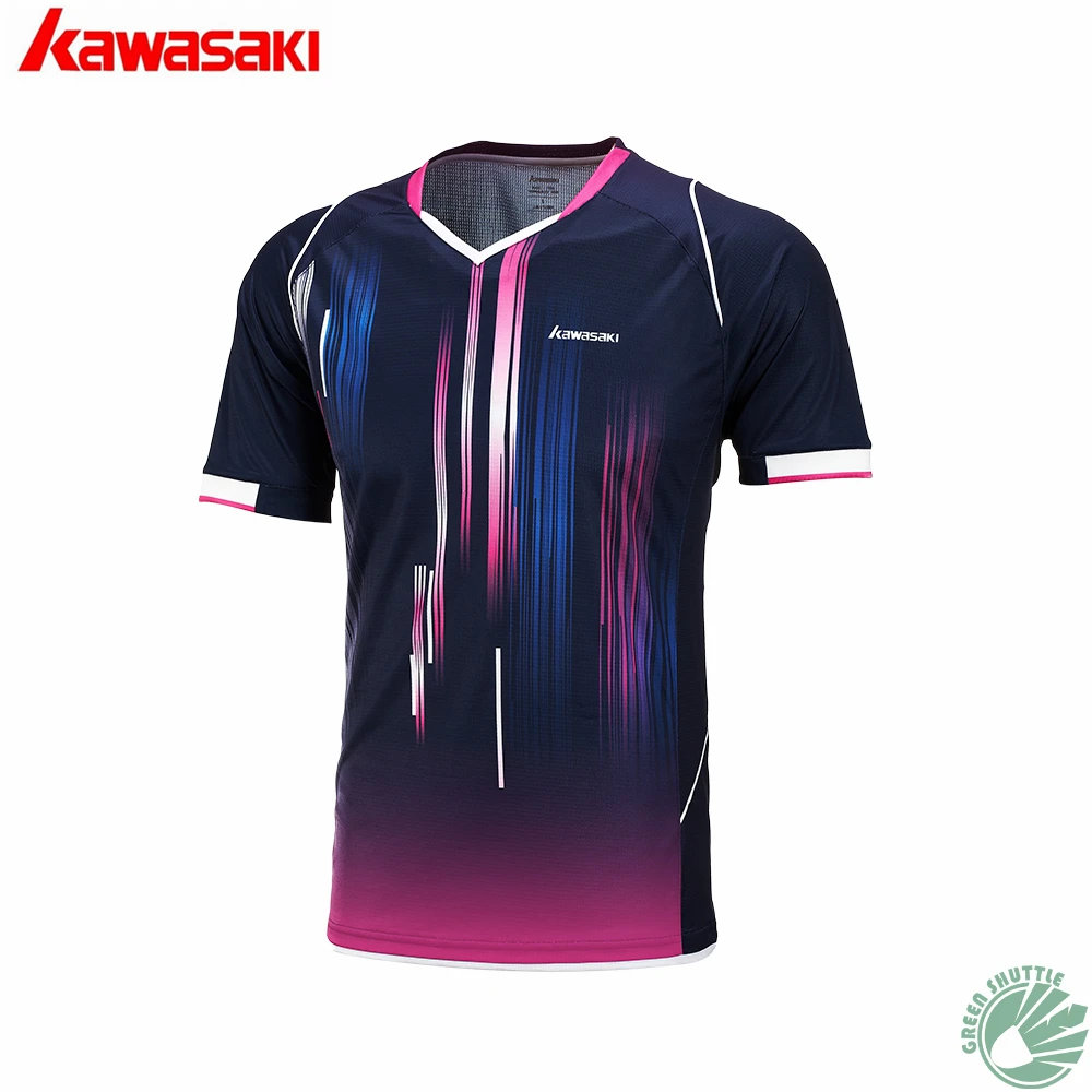 100% Original 2018 Kawasaki Badminton Sports Men Short Sleeved Collarless T shirt-in Badminton 