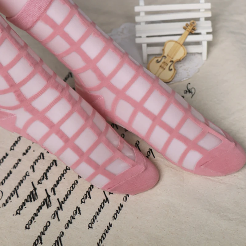 Модные женские летние тонкие носки для девочек прозрачная дышащая сетчатая сетка из сетчатого стекла, сетка для волос, трикотажные шелковые носки в сетку