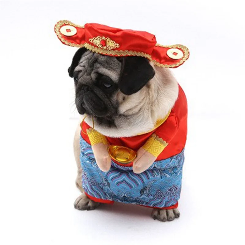 Китайский год Стиль костюм комплект одежды щенок осень-зима теплая одежда собаку продукты для чихуахуа Французский бульдог