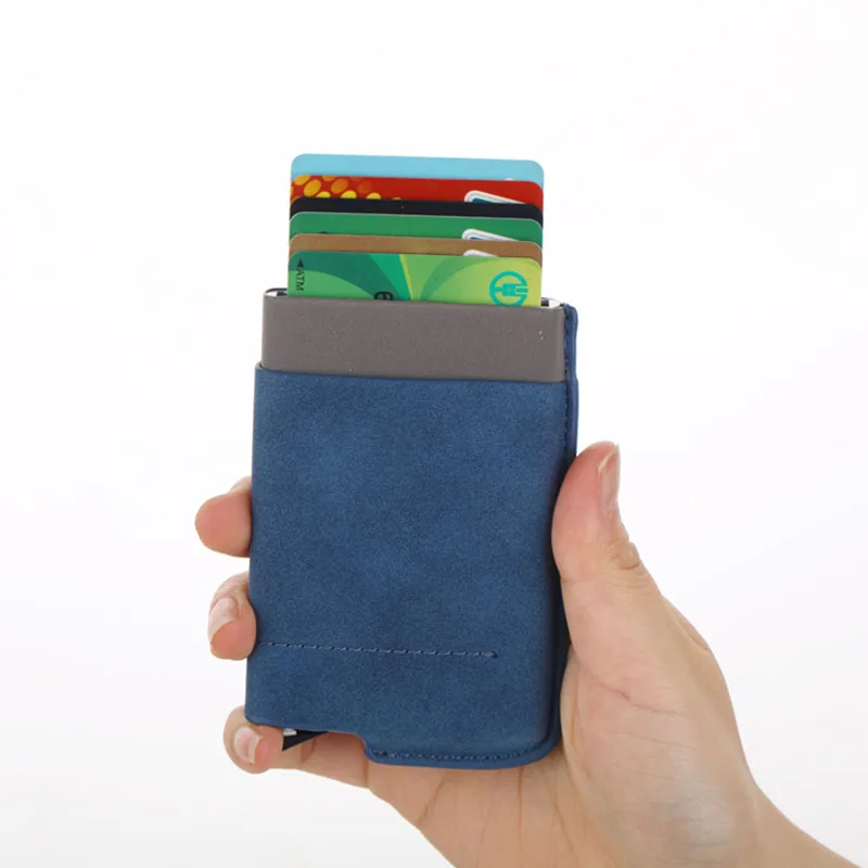 Женский и мужской блокирующий Rfid кошелек модный бизнес алюминиевый кредитный держатель для карт кошелек автоматический всплывающий Чехол для карт