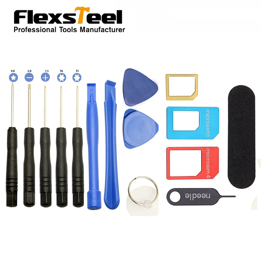 

15pcs Complete Premium Repair Tool Kit Screwdriver Sim Card Opening Pry Tool Set for Apple iPhone 4 4S 5 5C 5S 6 6Plus 6S iPad