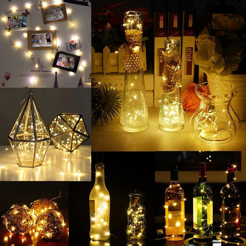 75CM 1M 2M Wine Bottle Cork Shaped led Spark Starry String Lights Christmas Wedding Party Indoor Outdoor Decoration lights lamp 75CM 1M 2M Wine Bottle Cork Shaped led Spark Starry String Lights Christmas Wedding Party Indoor Outdoor Decoration lights lamp