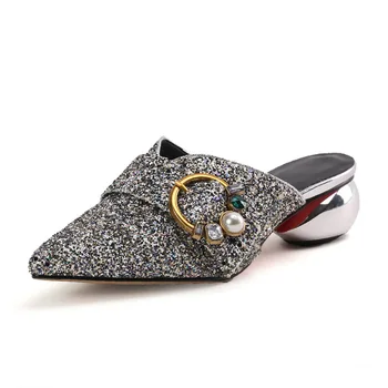 

Spring and summer small fresh fashion sequins pointed with the shape with the size code 33-44 sandals tide 18620