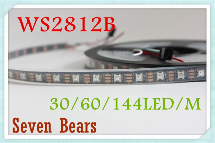 Умная светодиодная Пиксельная лента WS2812B, 1 м/4 м/5 м, черная/белая печатная плата, 30/60/144 светодиодов/м, микросхема WS2812; WS2812B/m 30/60/144 пикселей, IP30/IP65/IP67 DC5V