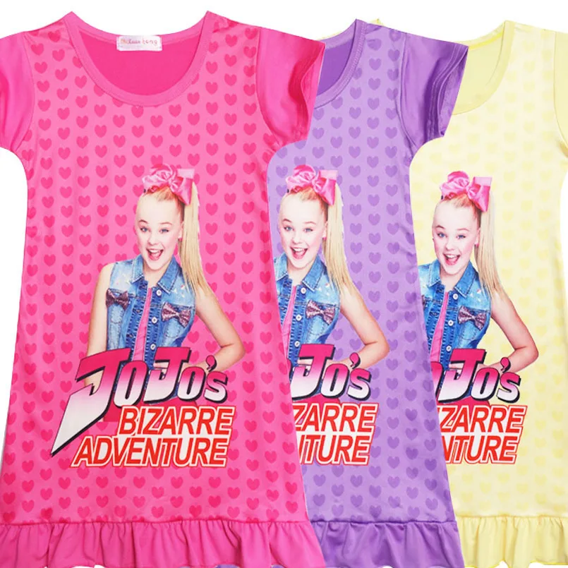 

Summer Jojo Siwa Short Sleeve Dresses for Girls shirt beautiful Princess Birthday Party Dress Floral Costumes Toddler Clothing