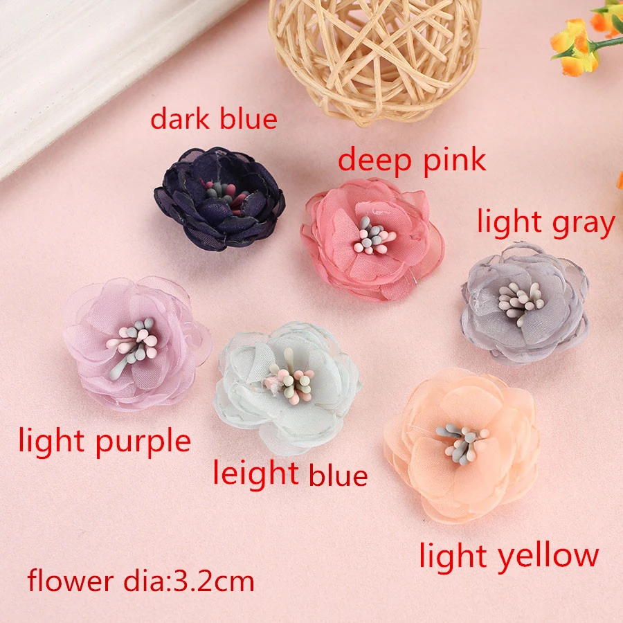 

10pc/lot Small Artificial Chiffon Tissue Applique Fabric Flower For Crafts Clothes Dress Costume Corsage Hair jewelry Making Diy