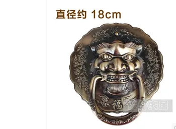 

Furniture Handle & Knob Antique bronze lion head handle Zinc alloy bronze kylin beast Head Knocker Chinese diameter 18CM