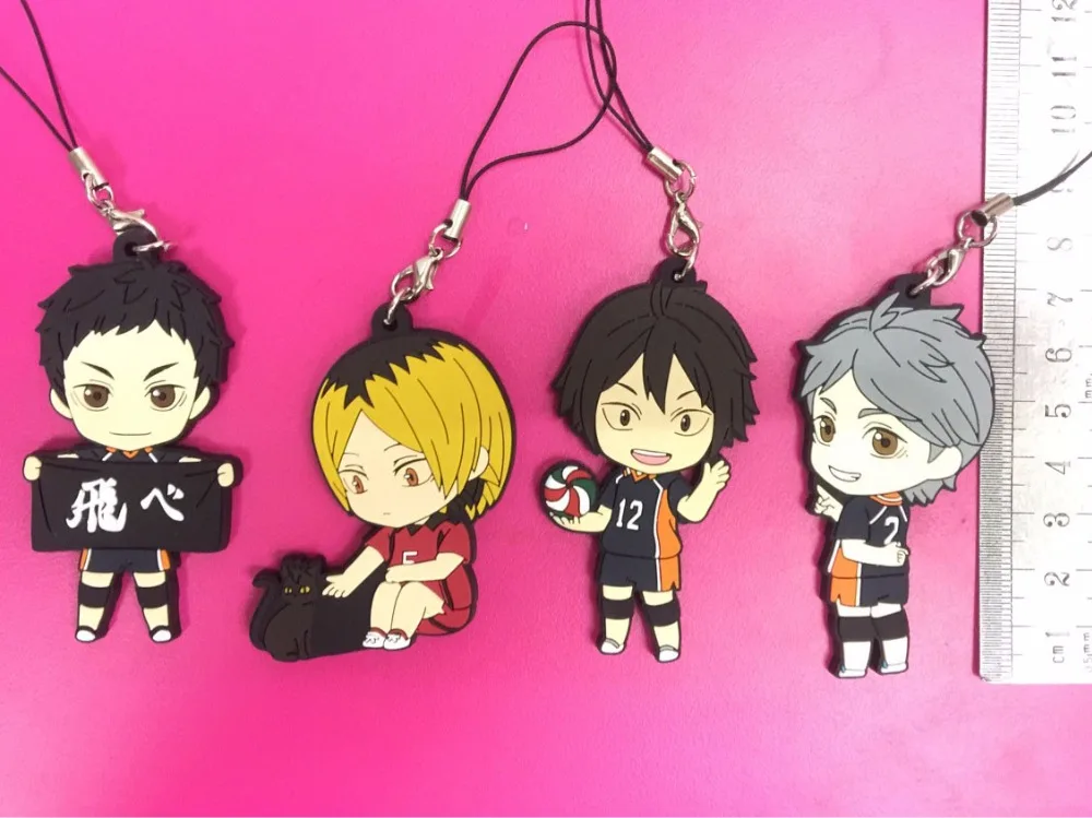 4 шт./лот кошмарным аниме брелок Oikawa Tooru Kozume Kenma Kuroo Сатори Koutarou Hinata Kageyama каучуковый