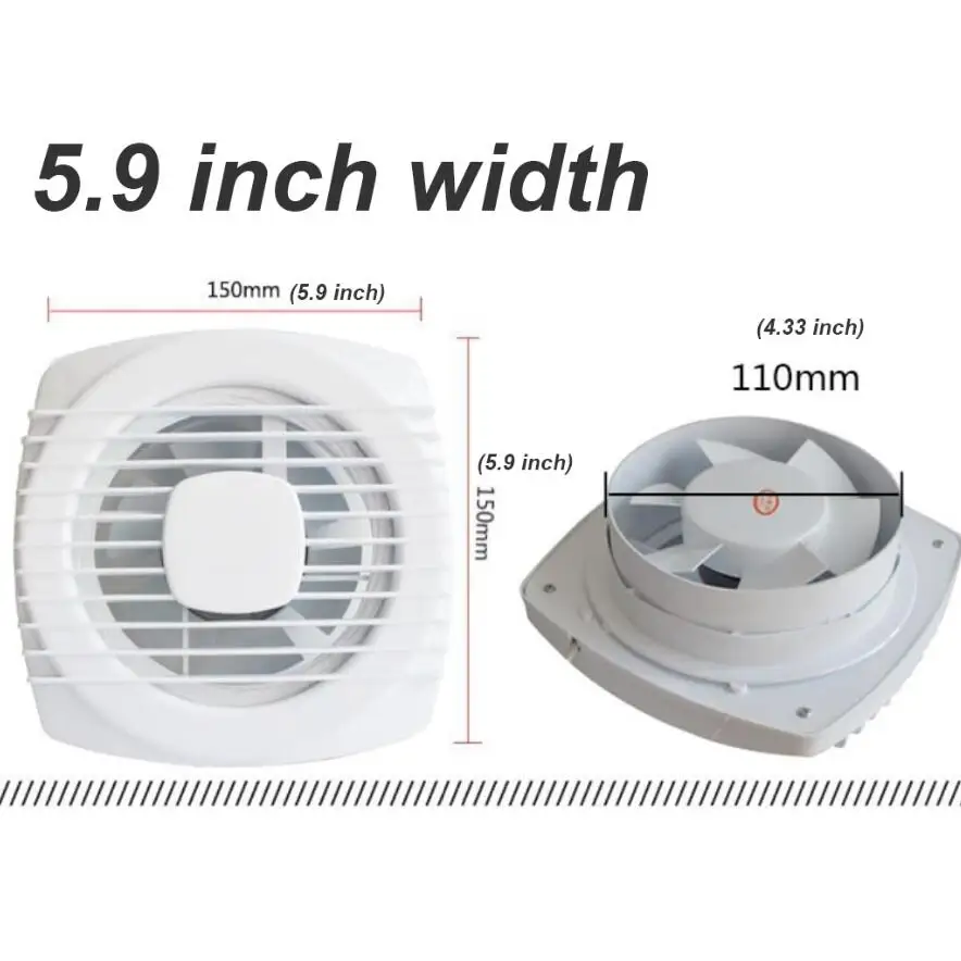 220V 4/6/7 дюймов тишина вентиляции сильный выхлоп вытяжной вентилятор для оконная стена ванная, туалет, кухня, установленный 110/150/180 мм - Цвет: White-5.9 inch