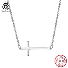 ORSA JEWELS Настоящее серебро 925 пробы крест ожерелье и кулон для женщин Мода Вечеринка день рождения длинное ожерелье s ювелирные изделия SN110