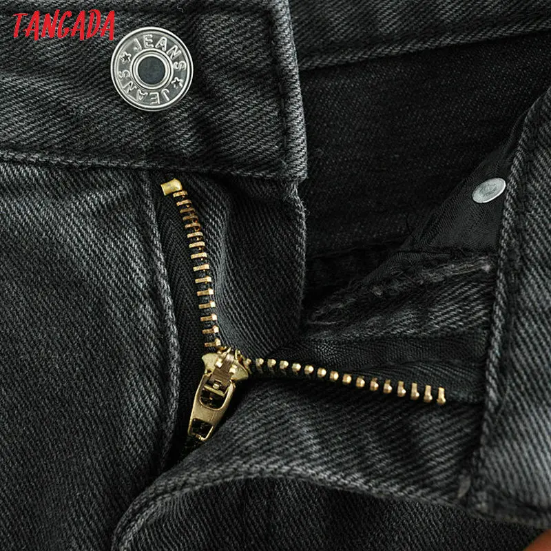  Tangada women black denim skirts vintage ladies midi skirt fashion casual brand feminina midi calf 