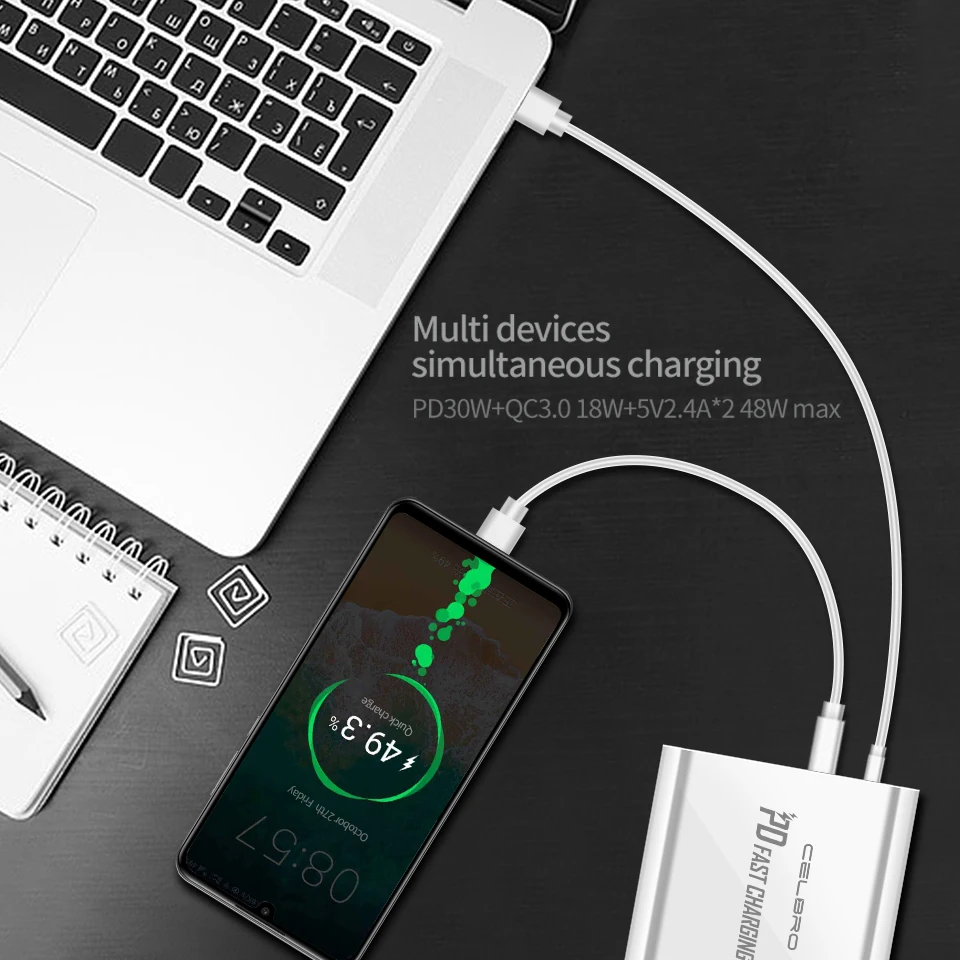 48 Вт Мульти USB быстрое зарядное устройство usb type C PD зарядное устройство Quick Charge 3,0 зарядная станция Cargador для Iphone 11 Pro Max samsung Note10