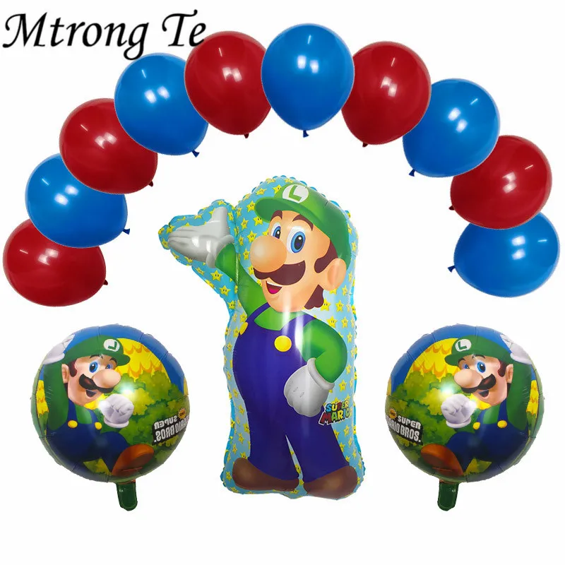 13 шт./лот 68*44 см Супер Марио воздушные шары 18 дюймов синий красный круглый 10 ''латексные шары День рождения Марио Bros воздушный шар из майлара Декор