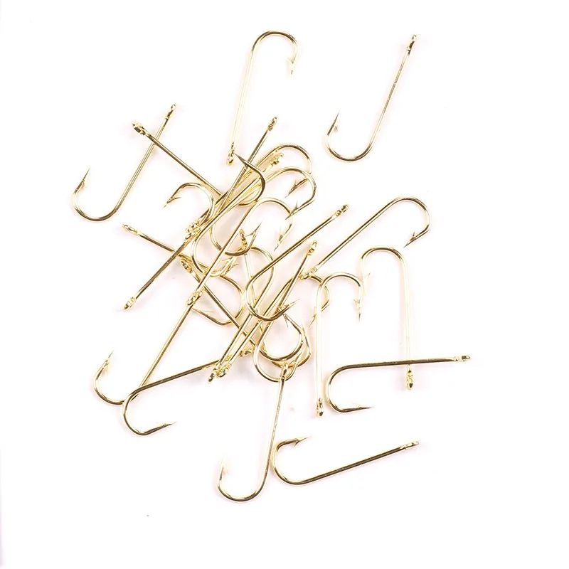 100pcs Shank Aberdeen Fishing Hooks Fresh Water Living Baits Hook Fish Jig Hooks PanFish Crappie Fishing Tackle Hook Gold