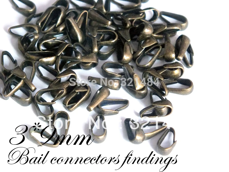 

Antique bronze brass 1000piece/lot 3*9mm Metal Clips Pendant Pinch Hooks Bails Connectors