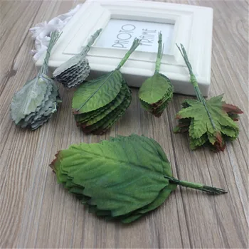 

12pcs/Free shipping Simulation flower accessories fake flowers alone green leaves birch leaves all kinds of leaves