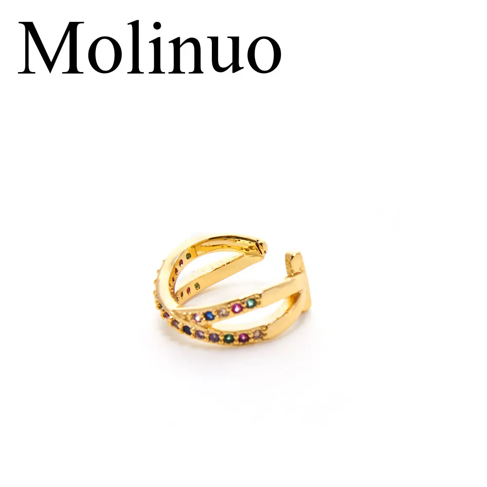 Molinuo минималистичный цветной cz X образный запонка для ушей золотой цвет без пирсинга модная женская Сережка серьги