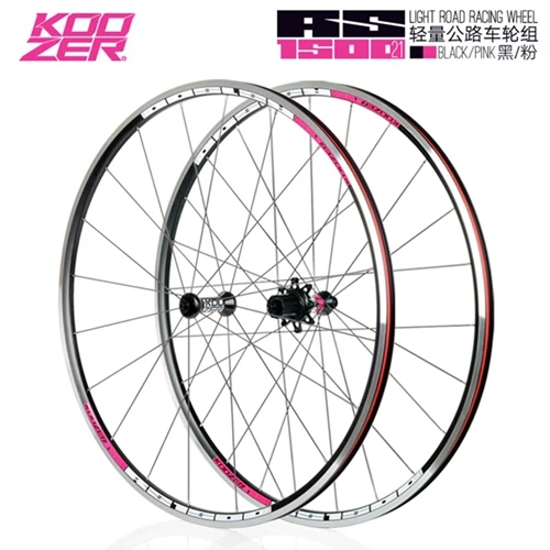 Koozer RS1500 колесо для шоссейного велосипеда, 2:1, прямая тяга, 4 подшипника, 6 Pawls, 72 клика, 700C, 21 мм, 30 мм, алюминиевое Велосипедное колесо из сплава, 20 H, 24H - Цвет: 21mm Pink Pair