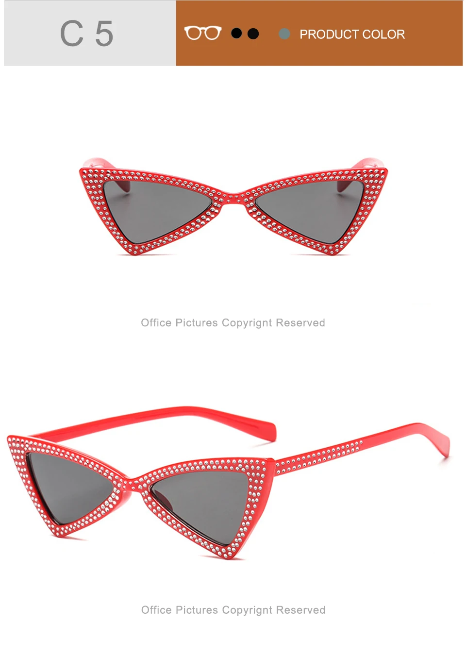jumlai Fashion Cute Sexy Ladies Triangular type Cat Eye Sunglasses Women Vintage Brand Small Sun Glasses Female (8)