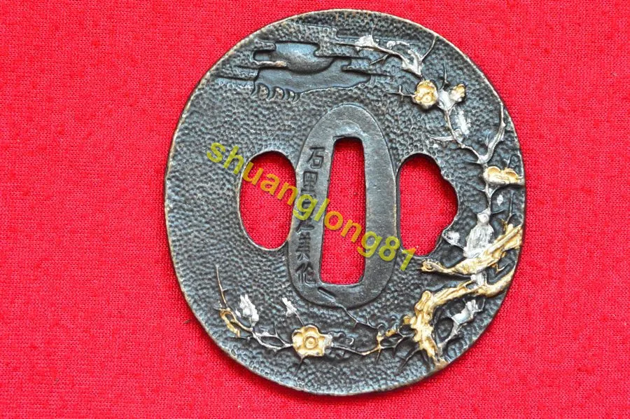 Высококачественный сплав подписанный японский Guard Tsuba для самурая Катана Меч ограждение ножа Wakizashi