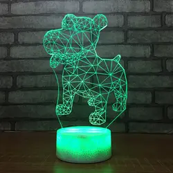 3D ночник удивительные светодиодный Светодиодный эффект Творческий звезды собака USB настольная лампа 7 цветов изменить мультфильм животных