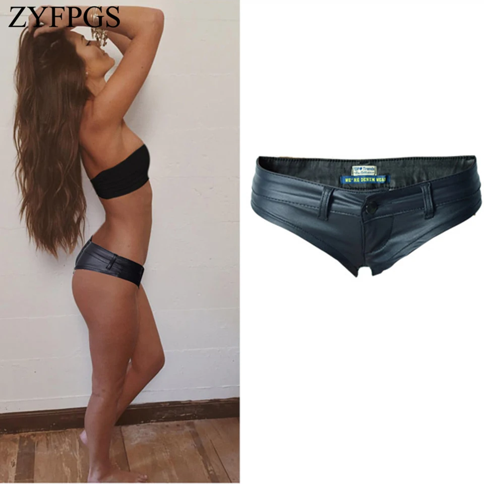 

ZYFPGS 2019 Super shorts For Women's High Quality Black Leather Autumn Shorts For Women Fashion Sexy Without Trouser Legs Z1214