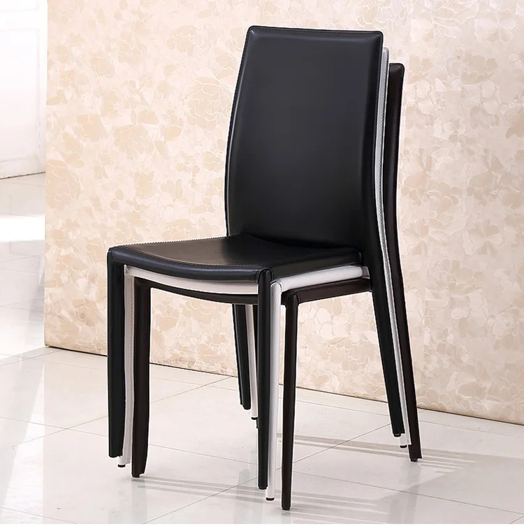 Simple and modern stackale leather dining chair