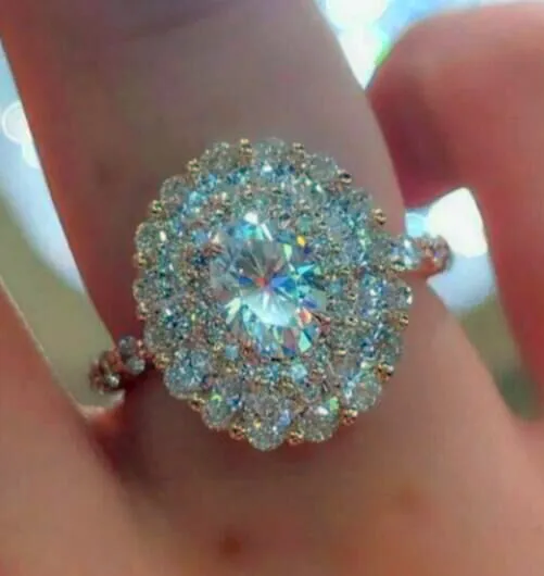

Luxury Female Big Oval Ring Crystal Rose Gold Color Zircon Engagement Ring Vintage Wedding Rings For Women