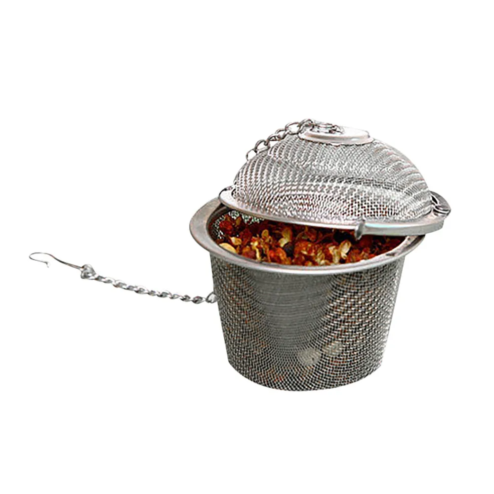 

Stainless Steel infuser Tea Coffee Spice Strainer Kitchen Accessories Infuser Ball Mesh Filter Leaf with Lid Chain Teawear SA70