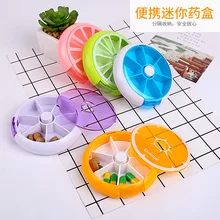 Круглый Открытый путешествия коробочки для таблеток Портативный 7-дневный вращающийся медицинский ящик диспенсер для таблеток контейнер для хранения милый Карамельный цвет