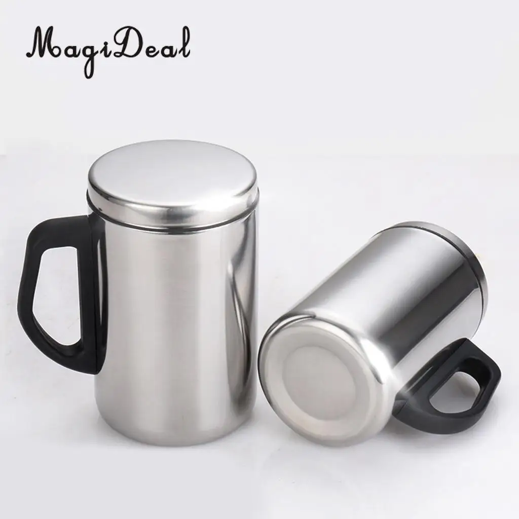 MagiDeal 350/500ml Double Wall Beer Mug Stainless Steel Wine Cup Insulate Travel Camping Mug  - Unique & Insulated with Handle