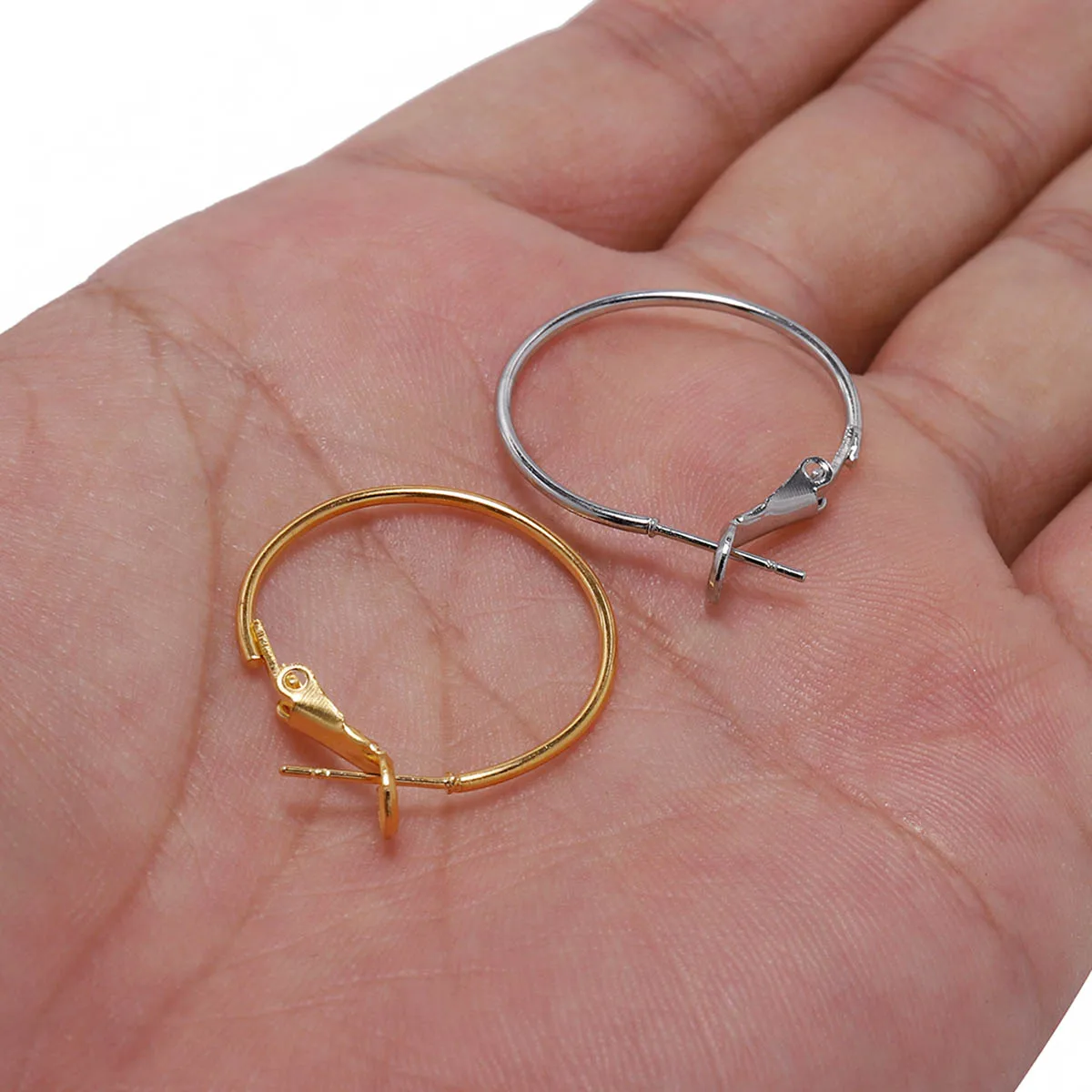 10pcs 20 25 30 40 50mm Gold Circle Round Hoop Earrings Hooks