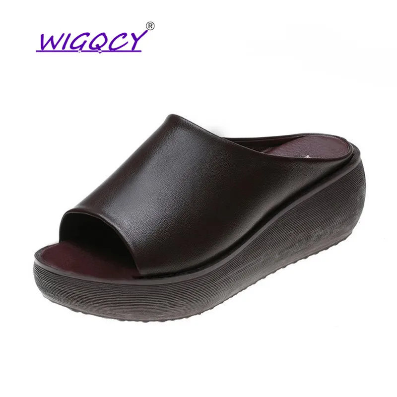 

2019 Hot Sale Women Summer Fashion Slip-On Leisure shoes women platform wedges Fish Mouth Sandals Thick Bottom Peep Toe Slippers