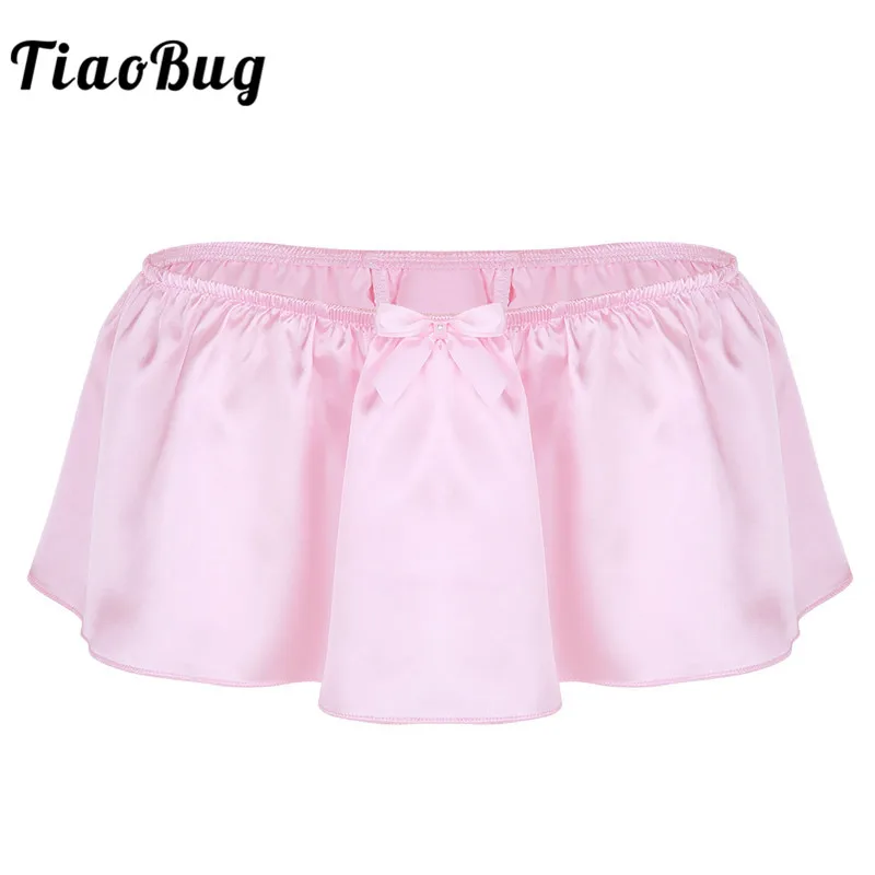 

TiaoBug Mens Lingerie Soft Shiny Satin Sissy Skirted G-string Thong Gay Hot Sexy Men Underwear Jockstrap Panties Tanga Hombre