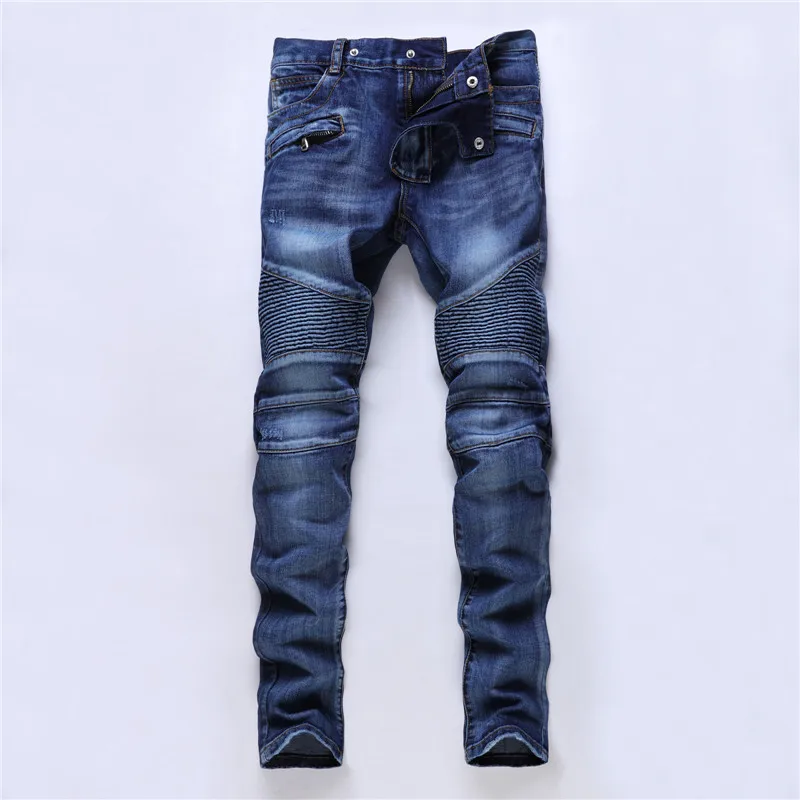 Повседневные мужские байкерские джинсы модные тонкие прямые джинсовые брюки Homme классические дизайнерские мужские джинсы хлопковые Брендовые брюки средней длины