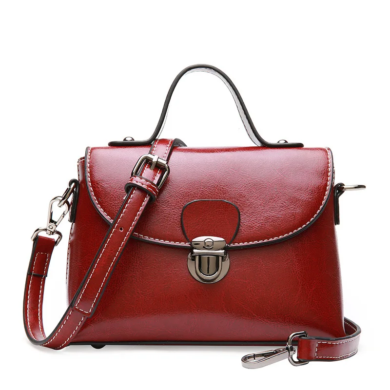 

2018 new arrivals simple style oil wax leather ladies shoulder bags brand crossbody bag women flap messenger bags