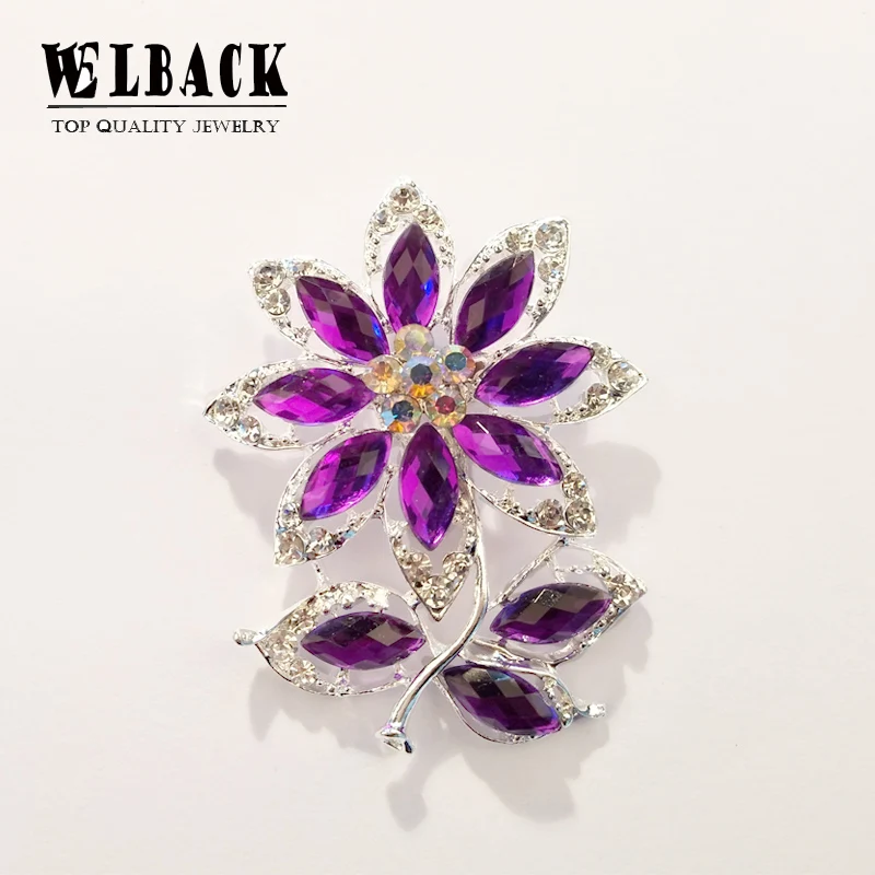 

2018 New Fashion Wholesale Crystal Flower Brooches For Women Flower Brooch Pins Jewelry Party Corsages Suit Pin Clips