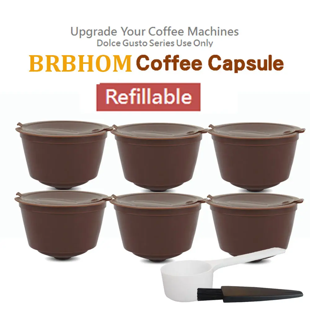 

4Pcs/6pcs Reusable Dolce Gusto Coffee Capsule,Plastic Refillable Compatible Dolce Gusto Coffee Filter Capsules With A Spoon