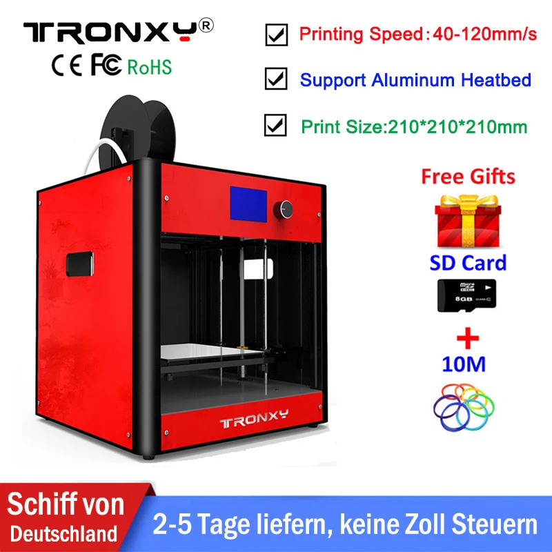 

NEW Tronxy 3D Printer Kit Large Printing Size 210x210x210mm LCD Screen i3 Extruder Metal Frame Tronxy 3d Printer With Heated Bed