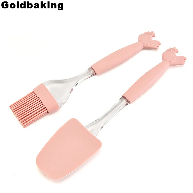  Silicone Brush Spatula Set Silicon Scraper BBQ Brush Baking Scraper Tool 2 Pieces Set