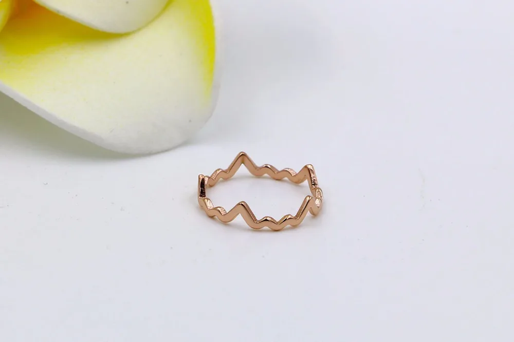 Женское кольцо в форме ЭКГ из нержавеющей стали|wave ring|fashion rings womenring women |