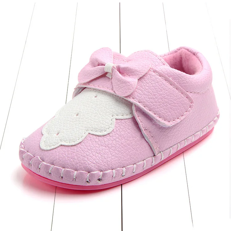 Обувь для новорожденных, От 0 до 2 лет девочек, удобная обувь для мальчиков с мягкой подошвой, детские мокасины, обувь для первых шагов - Цвет: Pink bow