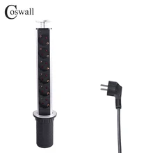 COSWALL 16A PULL POP UP 6 розеток питания, кухонные настольные розетки, выдвижная столешница, европейская розетка с защитным замком от детей