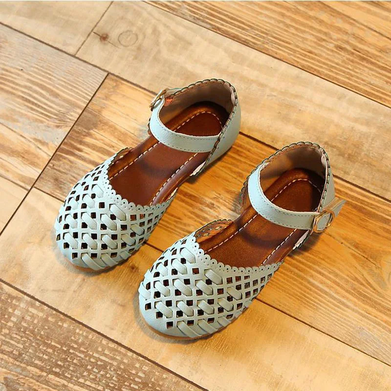 

2019 fashion spring hollow children's shoes princess girl shoes PU leather children's shoes girls flat sandals