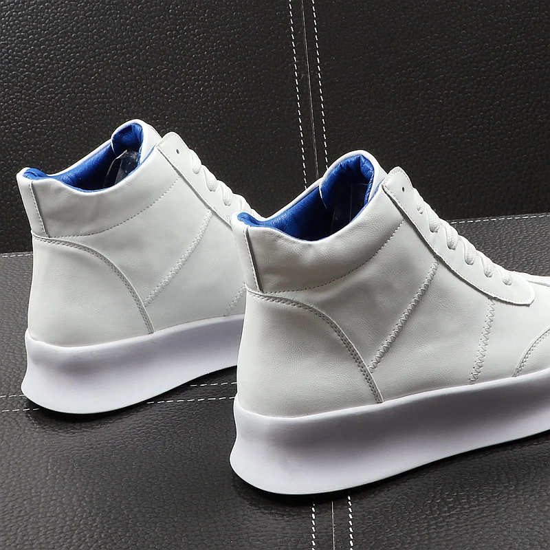 Marca Moda Nova Outono Casuais branco Sapatos Fofinho Preto Panda Couro Masculina Homens Primavera High Sneakers Luxo De Altos Dos Botas Top Microfibra 5EqXCOxCw