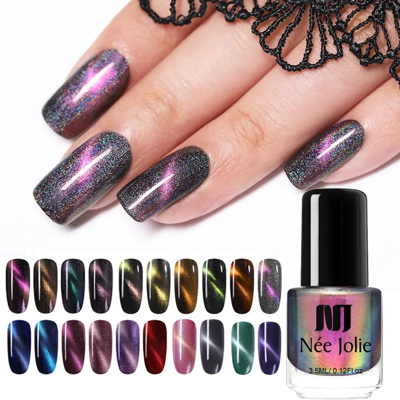 NEE JOLIE 5D Cat Eye Nail Polish Magnetic Holographic Chameleon Cat