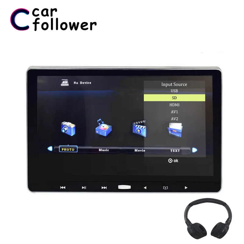 

11.6 Inch Car Headrest Monitor MP5 Player Touch Button IPS Screen HD 1080P Video/USB/SD/IR/FM Transmitter/HDMI/Speaker